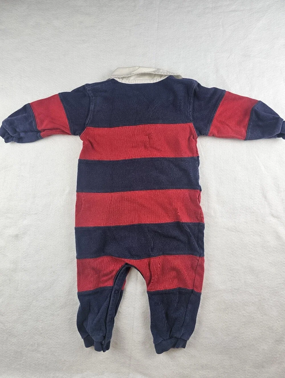 Osh Kosh 18mos 1 Pc Romper Rugby Striped Jumper Collared Striped Vintage 90s Y2K